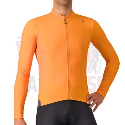 Maillot vélo Castelli Espresso Thermal 2025 manches longues Orange Maillot vélo Castelli Espresso Thermal 2025 manches longues Orange